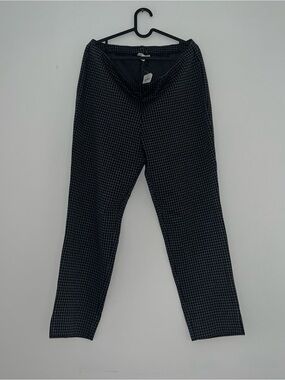 J. Jill Black Grid Ankle Pants BLUE & grey viscose blend size L. NWT